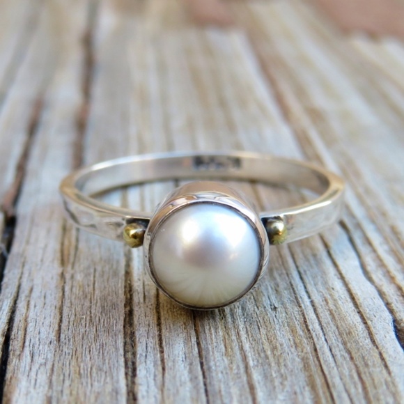 Vintage Jewelry - Vintage 14k YG & 925 Genuine Akoya Pearl Ring